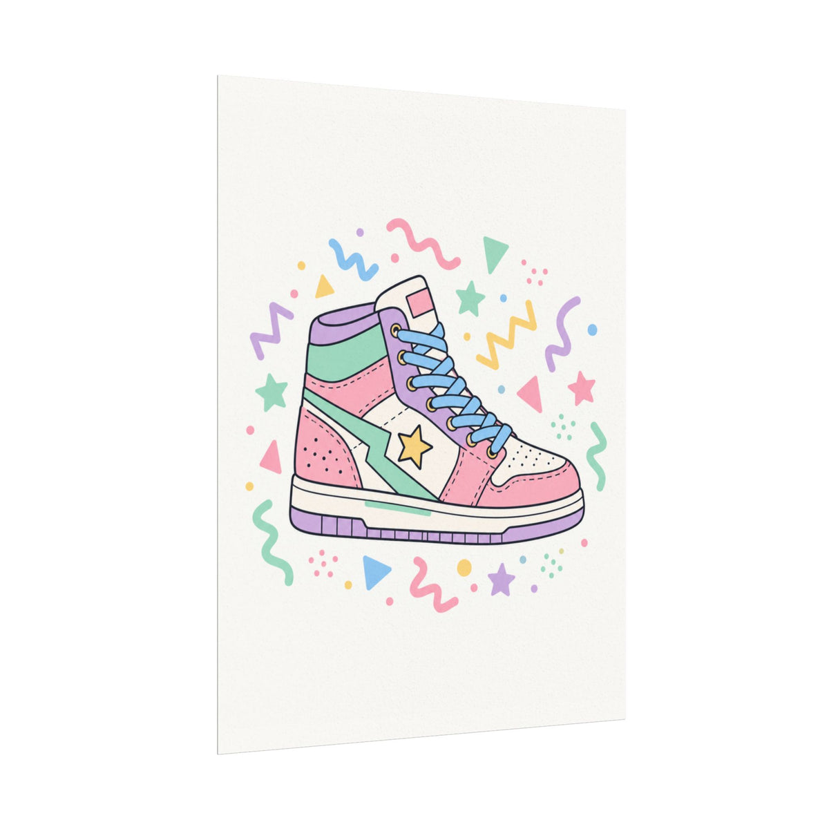 Colorful High-Top Sneaker Watercolor Poster