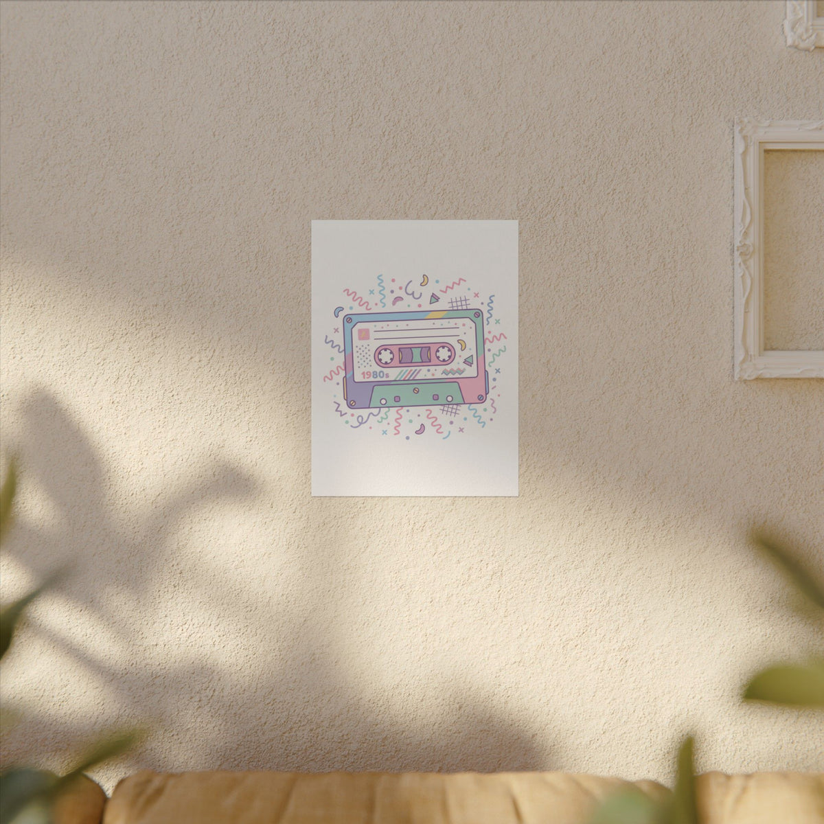 Retro 1980s Cassette Tape Watercolor Poster
