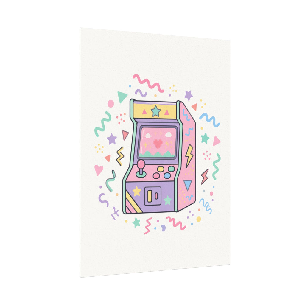 Retro Arcade Machine Textured Watercolor Matte Poster