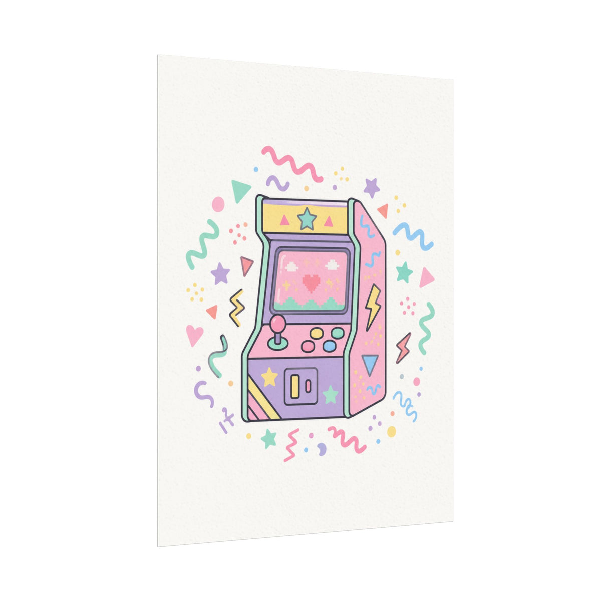 Retro Arcade Machine Textured Watercolor Matte Poster