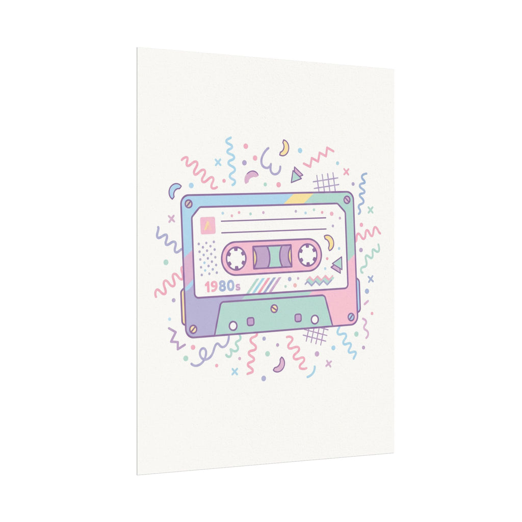 Retro 1980s Cassette Tape Watercolor Poster