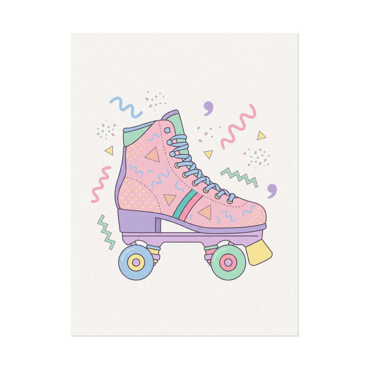 Retro Roller Skate Watercolor Poster