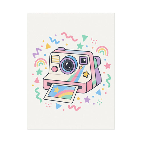 Colorful Instant Camera Watercolor Matte Poster