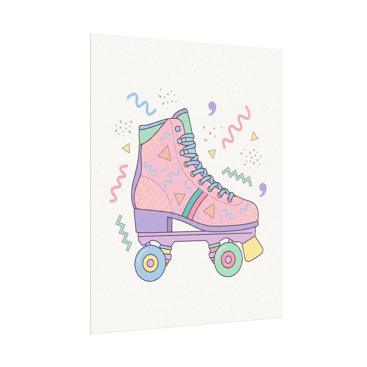 Retro Roller Skate Watercolor Poster