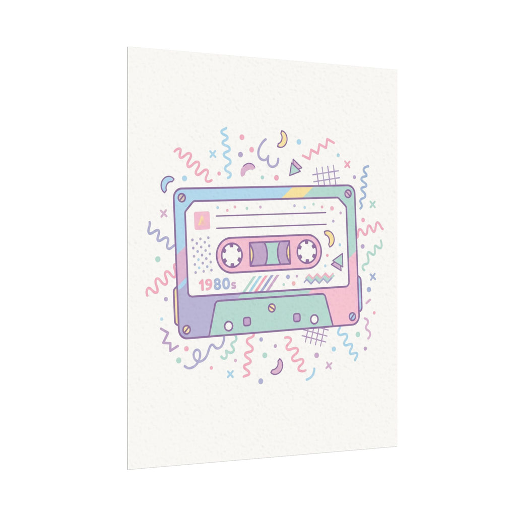 Retro 1980s Cassette Tape Watercolor Poster