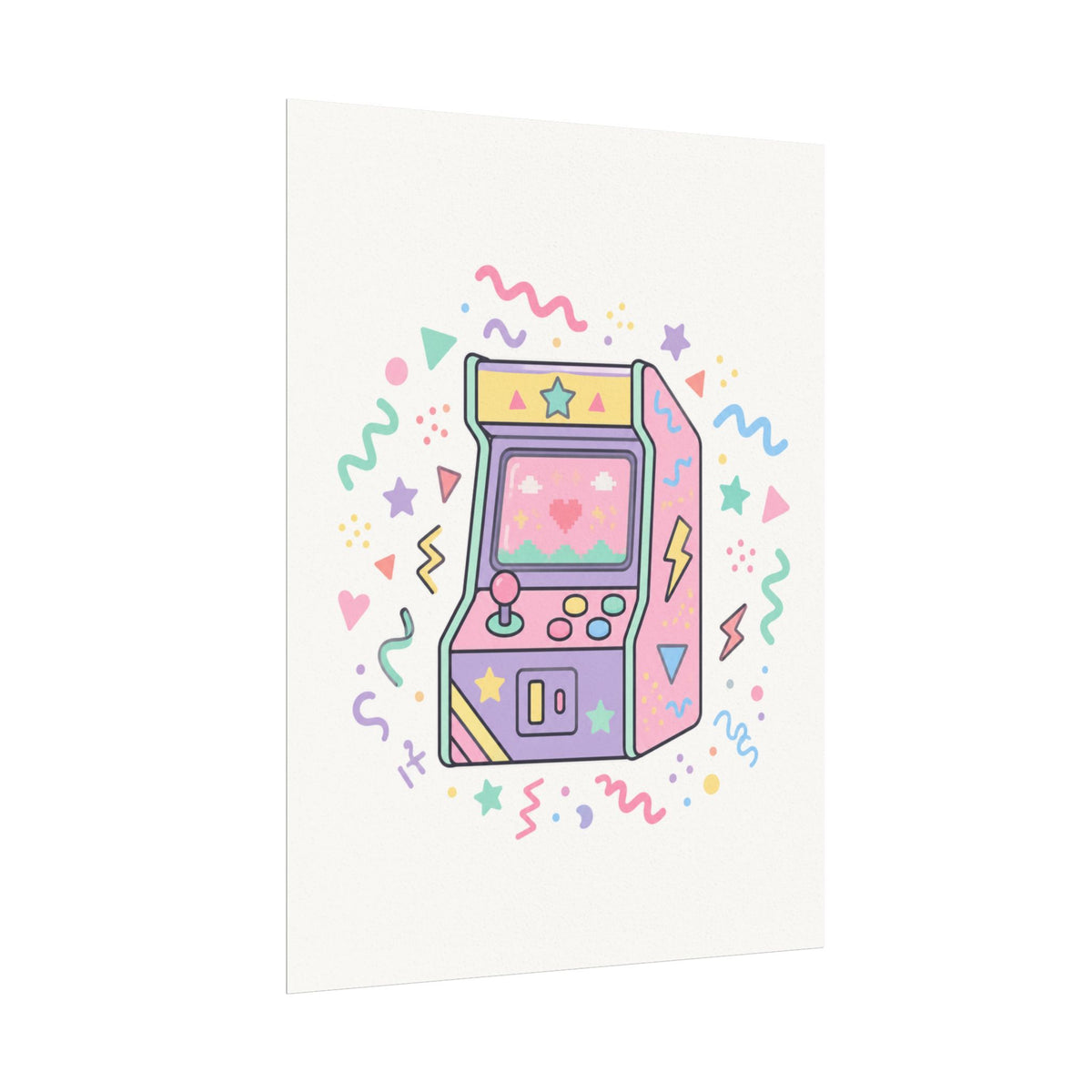 Retro Arcade Machine Textured Watercolor Matte Poster