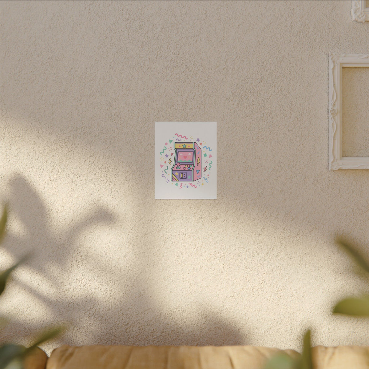 Retro Arcade Machine Textured Watercolor Matte Poster