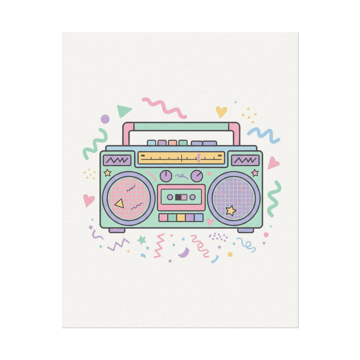 Retro Boombox Pastel Music Poster
