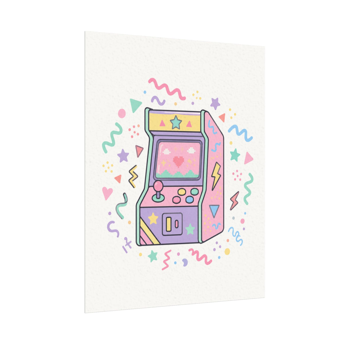 Retro Arcade Machine Textured Watercolor Matte Poster