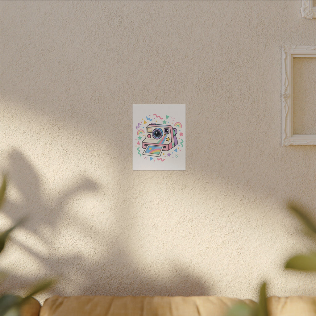 Colorful Instant Camera Watercolor Matte Poster
