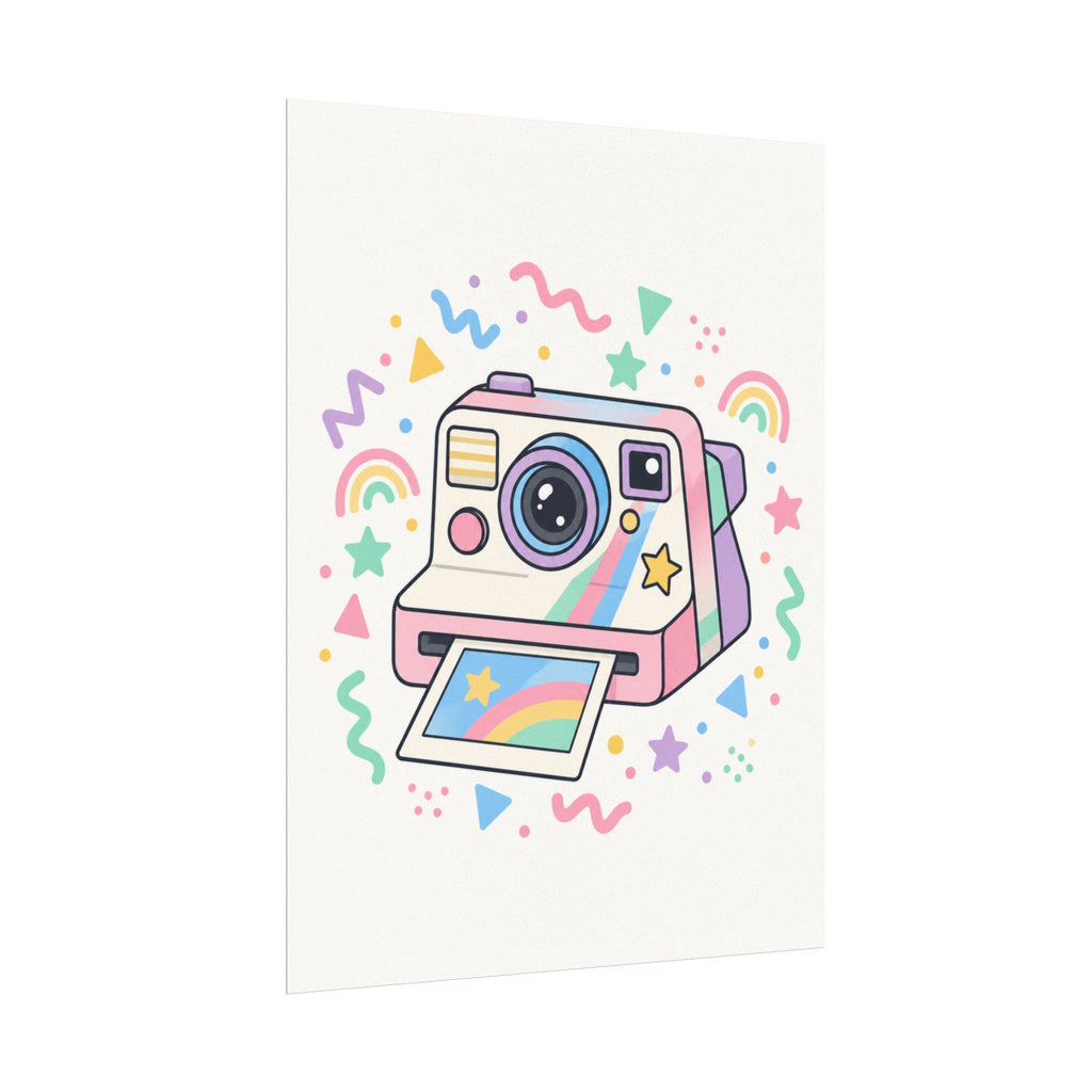 Colorful Instant Camera Watercolor Matte Poster