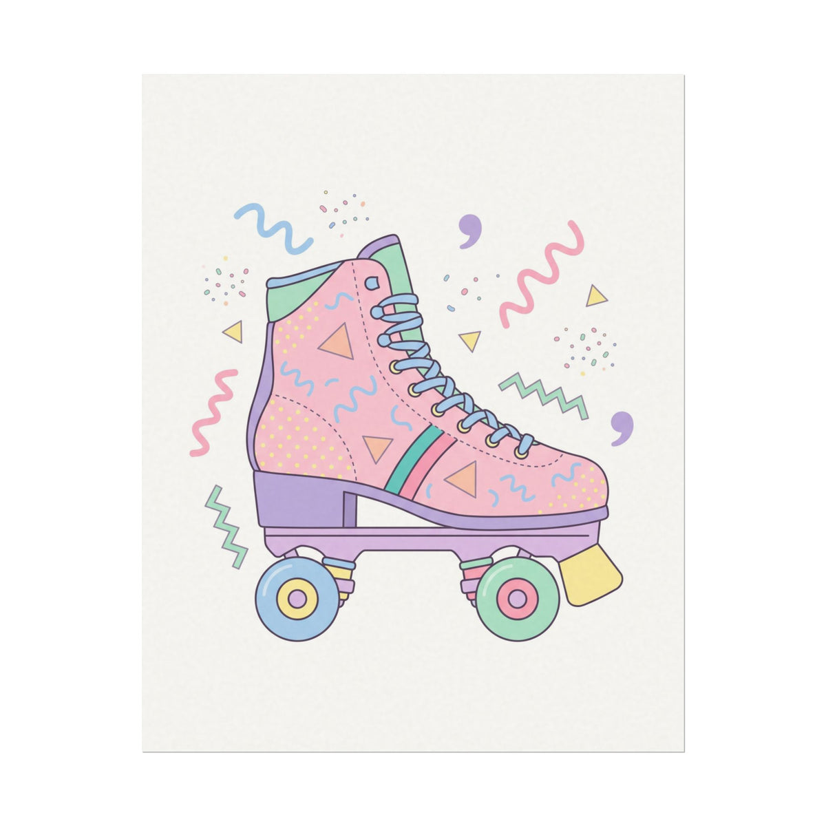 Retro Roller Skate Watercolor Poster