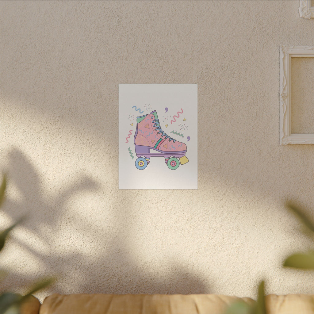 Retro Roller Skate Watercolor Poster