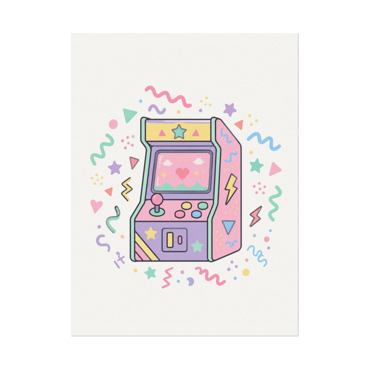 Retro Arcade Machine Textured Watercolor Matte Poster