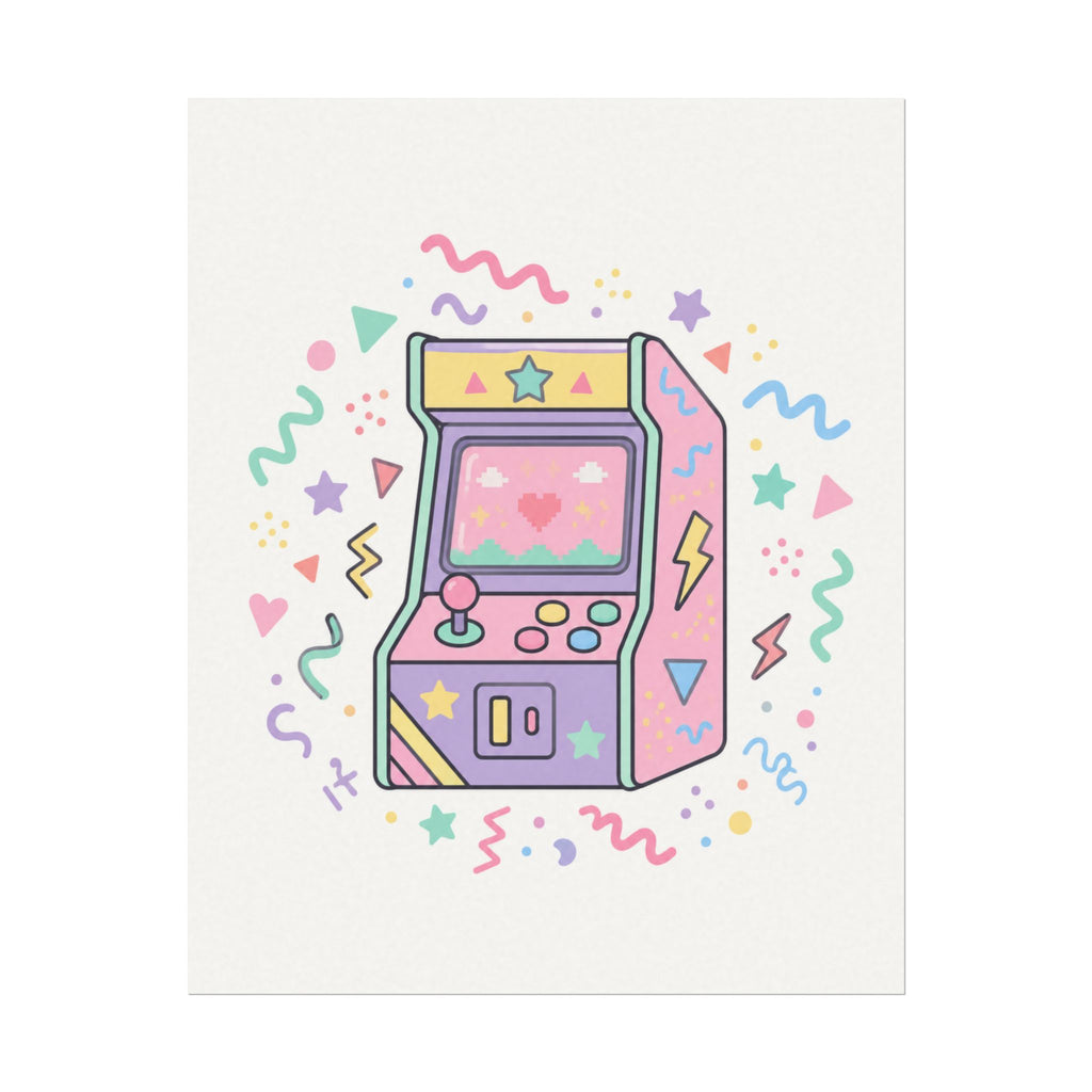 Retro Arcade Machine Textured Watercolor Matte Poster
