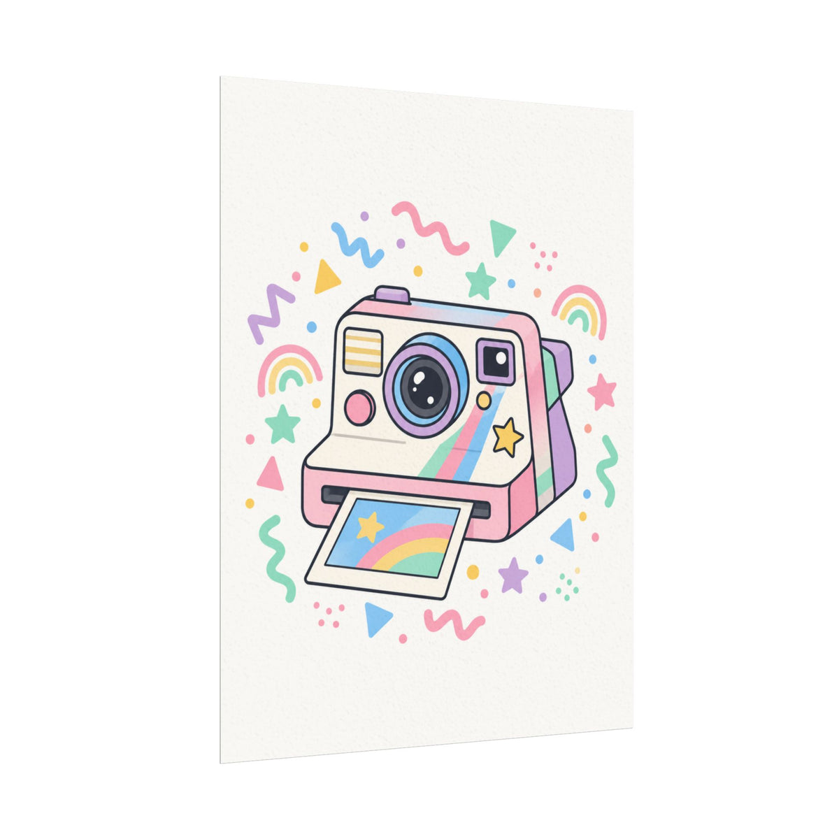 Colorful Instant Camera Watercolor Matte Poster