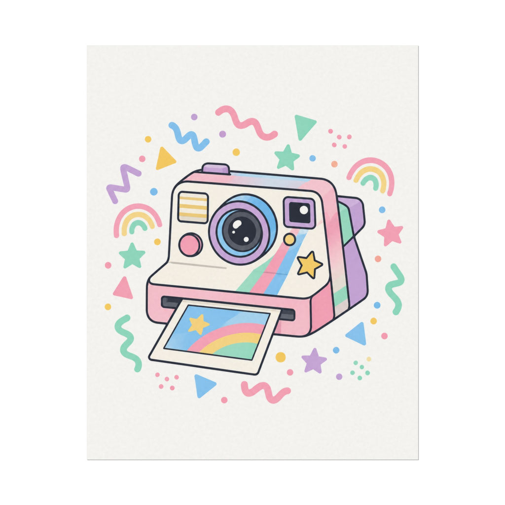Colorful Instant Camera Watercolor Matte Poster