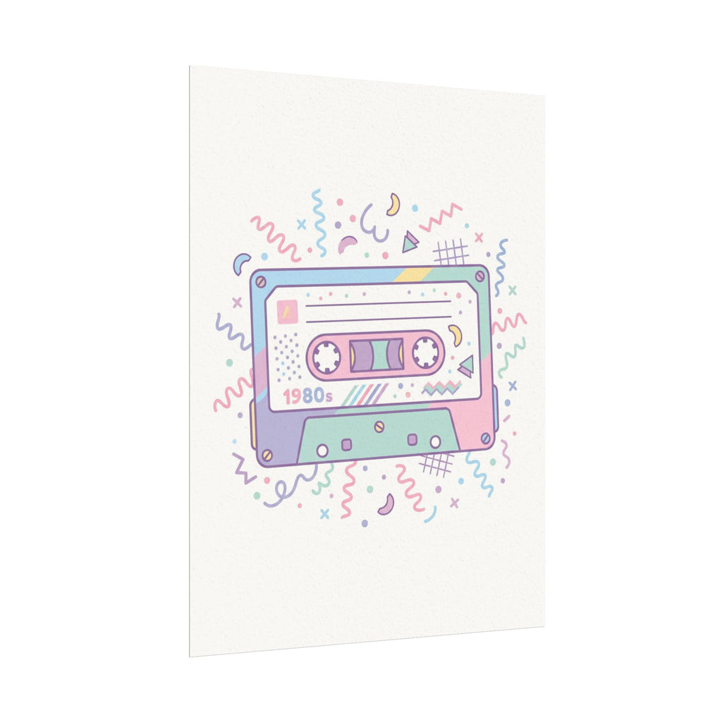 Retro 1980s Cassette Tape Watercolor Poster
