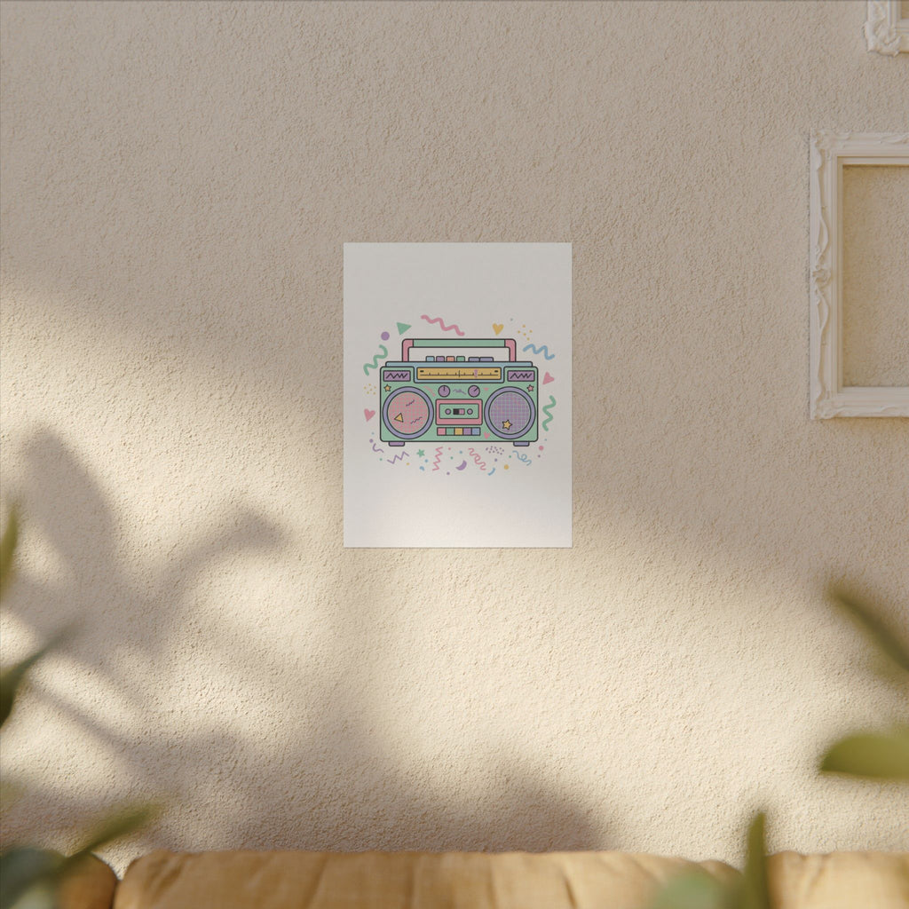 Retro Boombox Pastel Music Poster