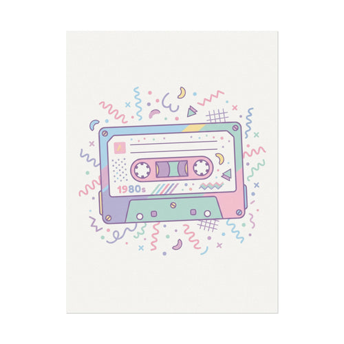 Retro 1980s Cassette Tape Watercolor Poster