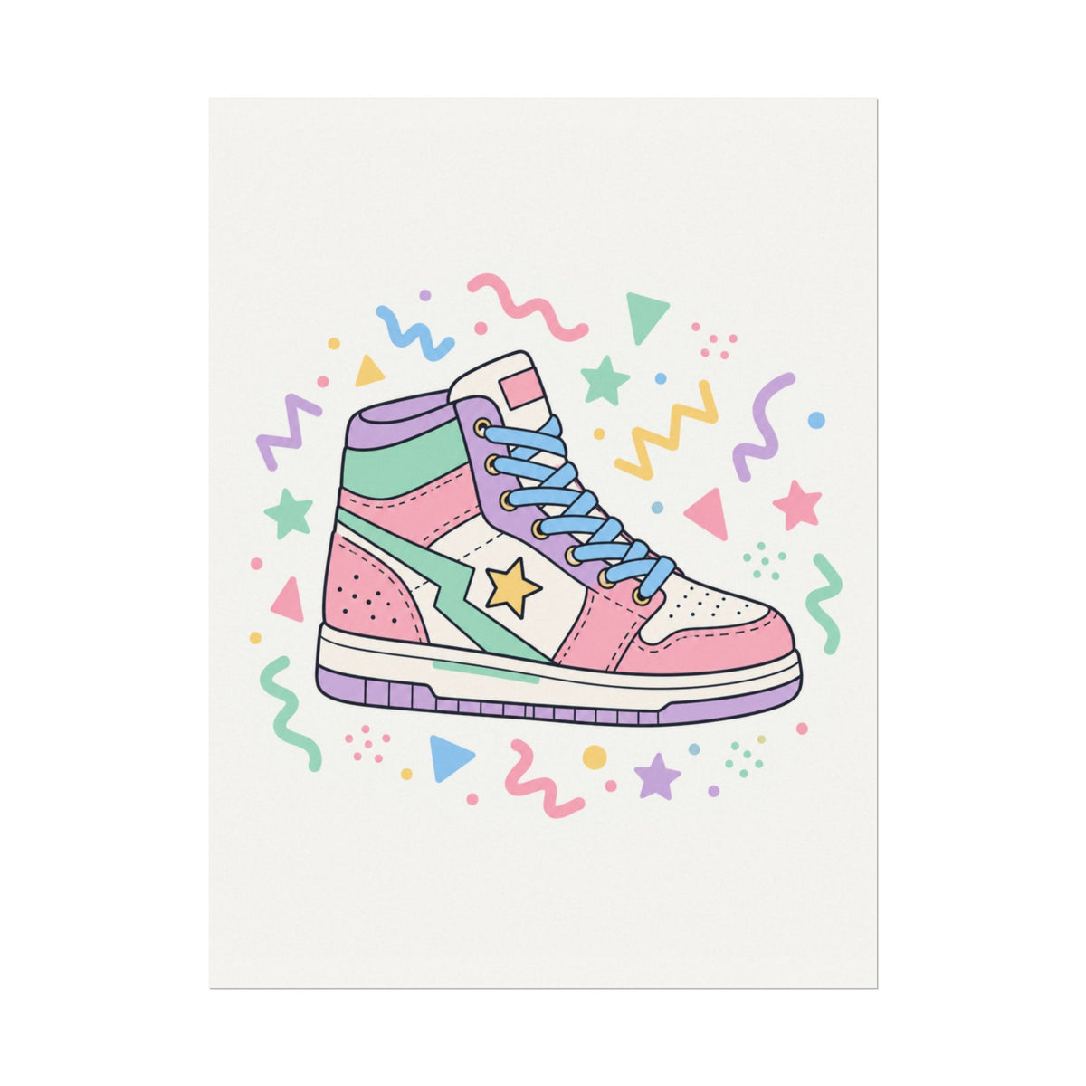 Colorful High-Top Sneaker Watercolor Poster